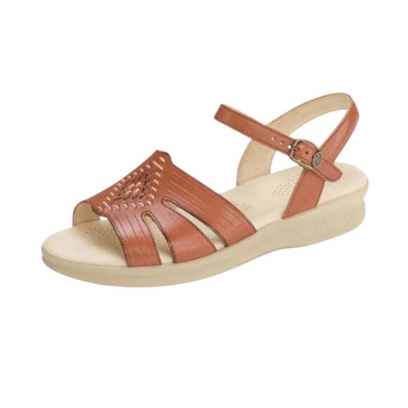 SAS Shoes - SAS Womens Huarache Adjustable Strap Sandal US Size 7.5 N Tan Leather Flats NIB
